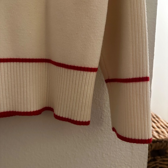 Anthropologie Maeve Button Up Sweater Cream with Red Accents - Picture 5 of 5